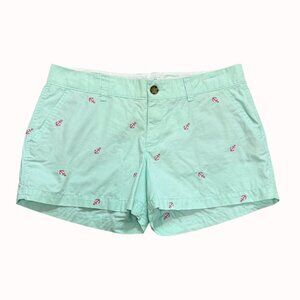 Old Navy Nautical Embroidered Shorts Mint Green Pink Anchor Womens Size 6 Cotton
